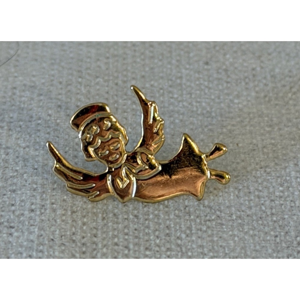 Vintage Gold Tone EARTH ANGEL Lapel Pinback